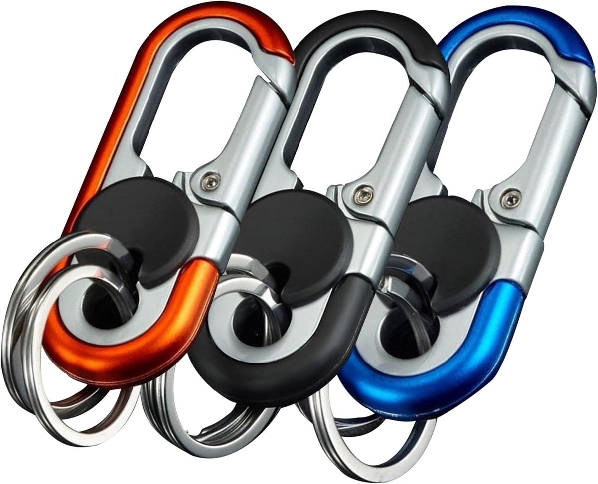 Afneembare karabijnhaak-sleutelhangers set van 3 - robuuste zinklegering - creatieve anti-verlies sleutelorganizer - ShopVlot