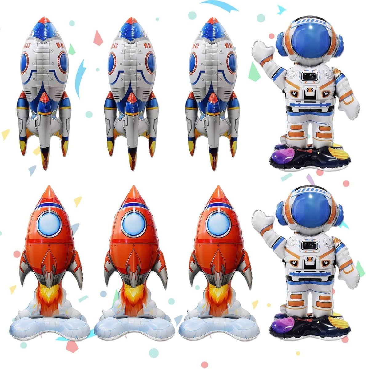 Ruimteballonnen 8 stuks - folieballonnen - astronaut-, raket- en ruimteschipontwerpen - perfect voor themafeesten - ShopVlot