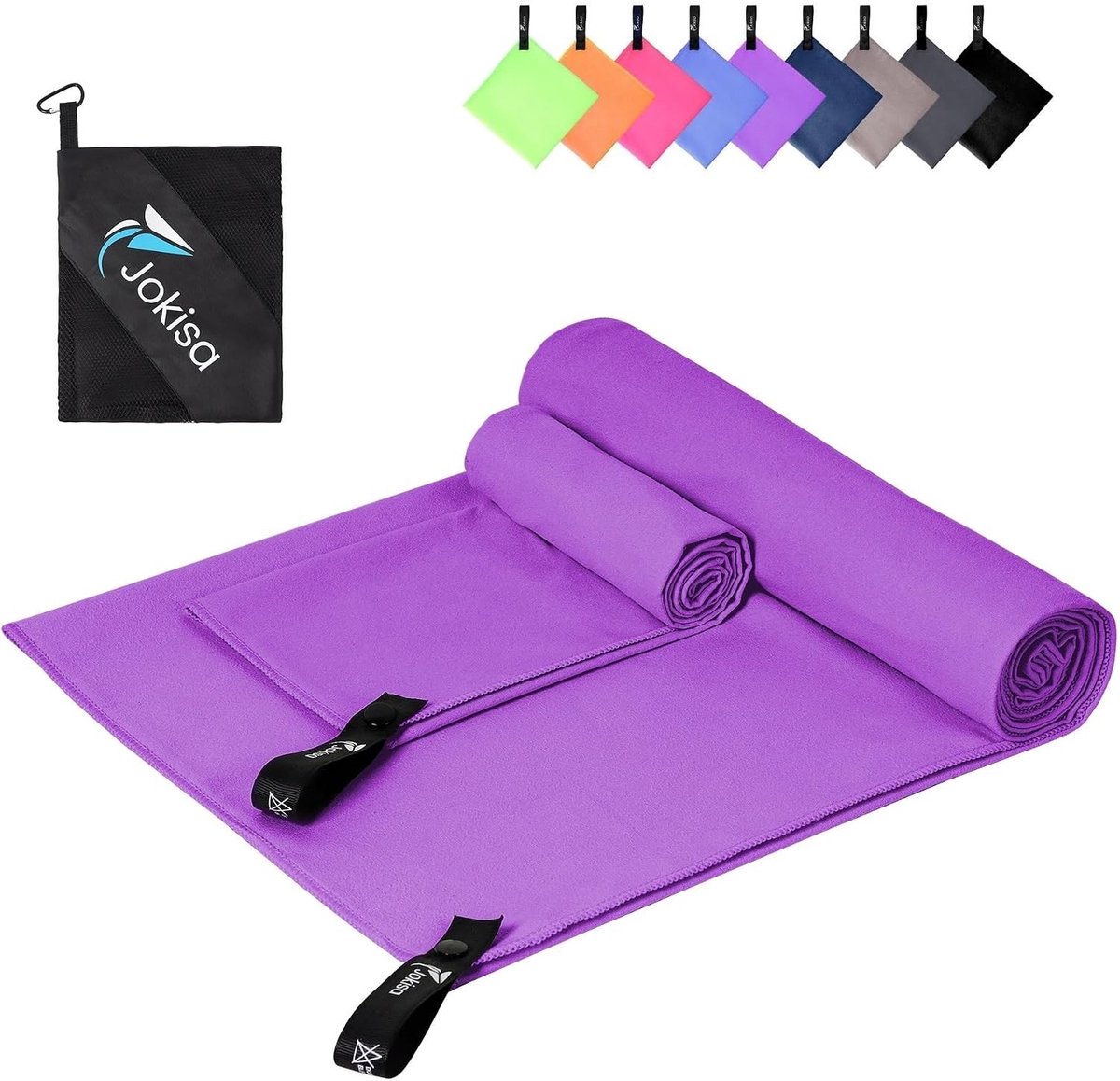 Microvezel handdoek set - Paars - 180 x 90 cm en 80 x 40 cm - Sneldrogend en Lichtgewicht - Voor Thuis en Sport