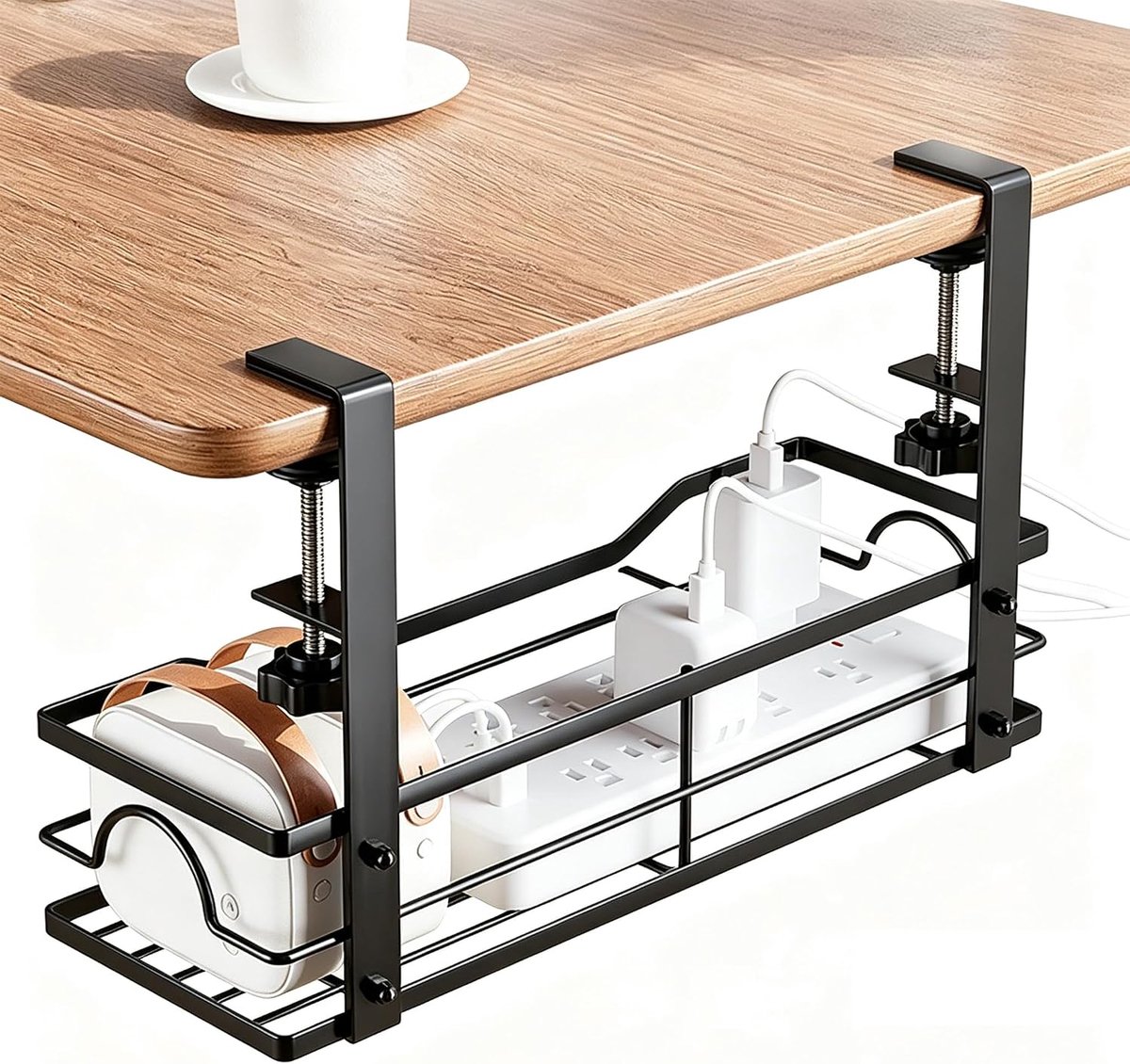 Kabelrek onder de tafel - verstelbaar - zonder boren - efficiënt kabelbeheer - ShopVlot