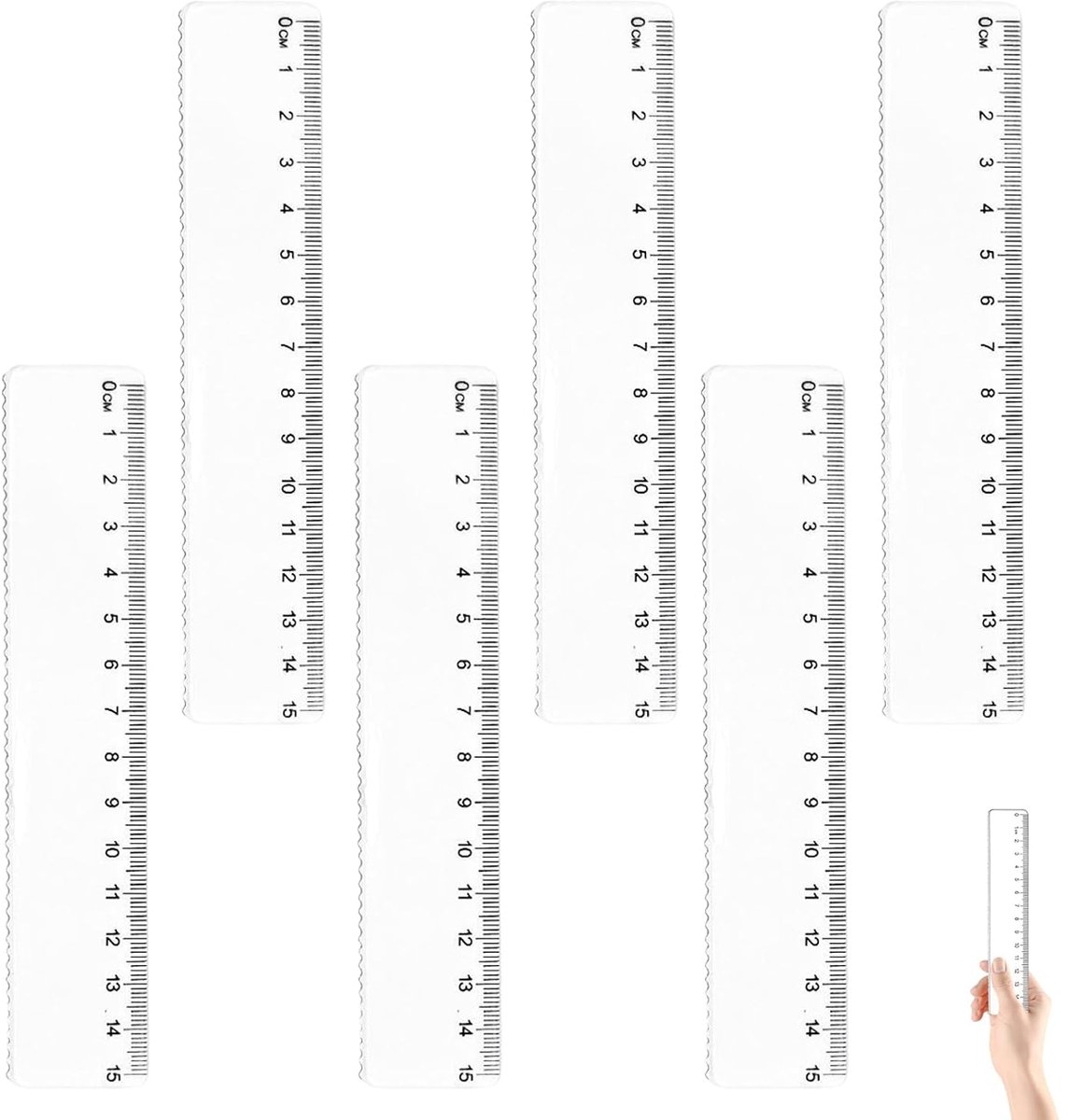 15 cm linialen - transparant plastic - set van 6 - ideaal voor schoolgebruik - ShopVlot