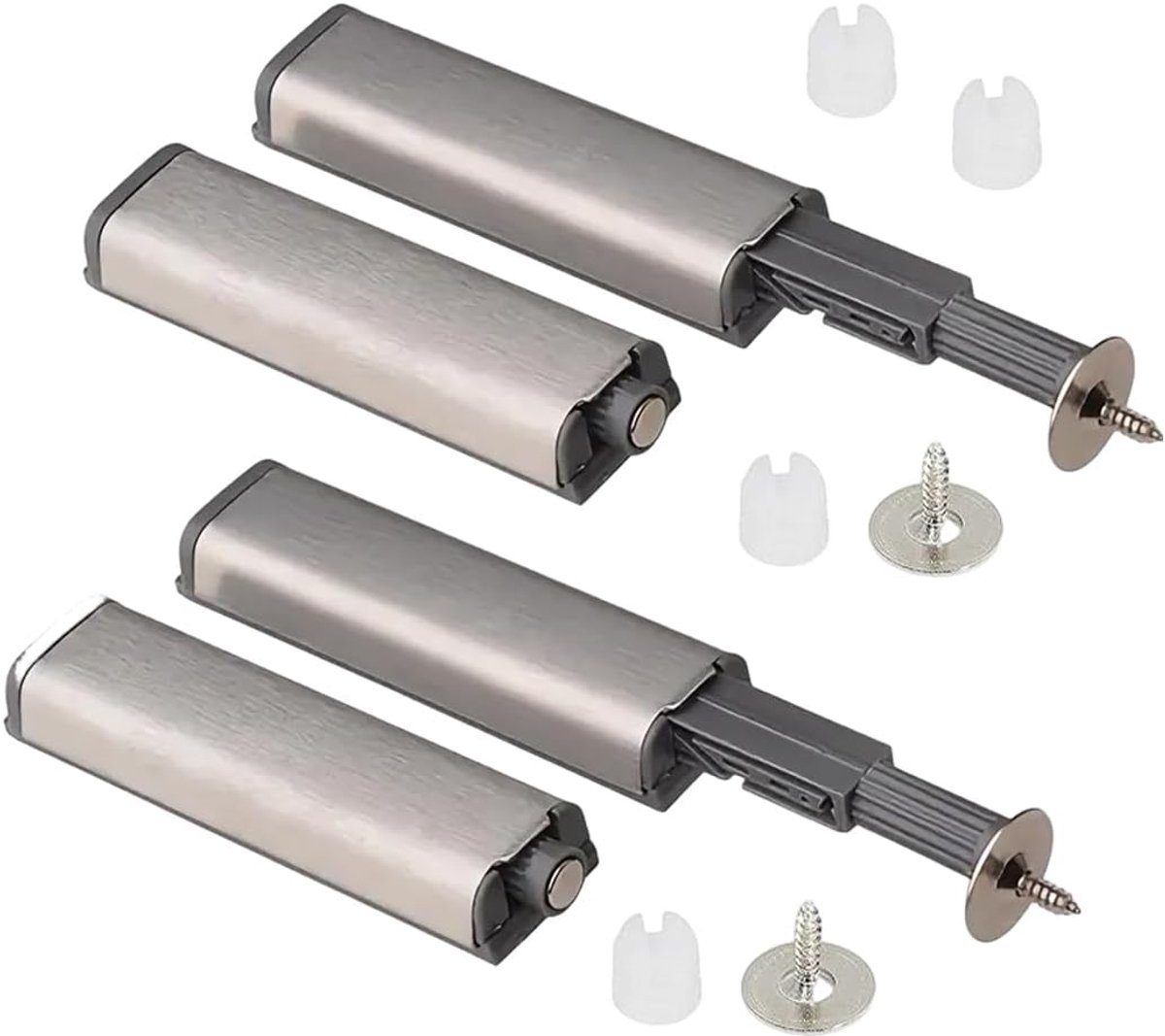 Push to open deuropeners 4 stuks - zilver - tip on voor meubels - moeiteloos openen - ShopVlot