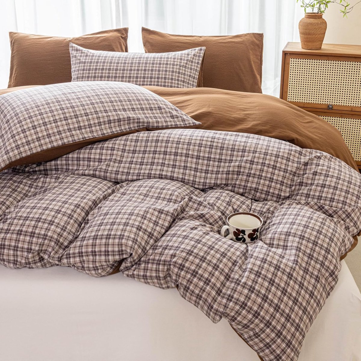 Beddengoedset 135 x 200 cm - chiffon - landhuisstijl - vintage uitstraling - ShopVlot