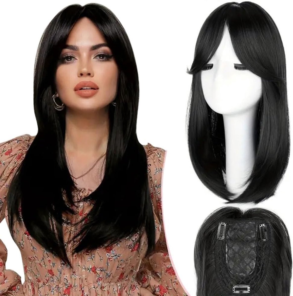Haar Topper Vrouwen Clip in Zacht Natuurlijk Haar - 360° Dekking - Realistisch Effect - Ideaal voor Cosplay - ShopVlot