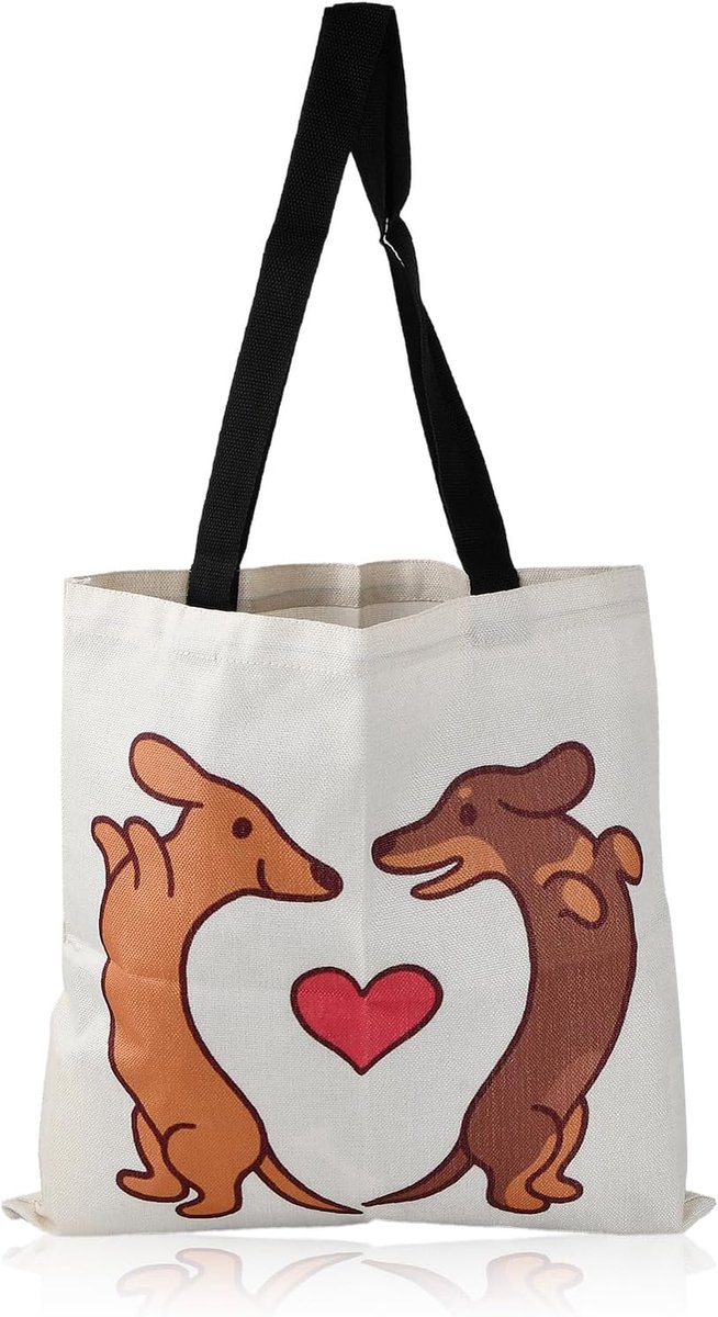 Canvas tas 40 x 38 cm - linnen - herbruikbaar - perfect voor hondenliefhebbers - ShopVlot