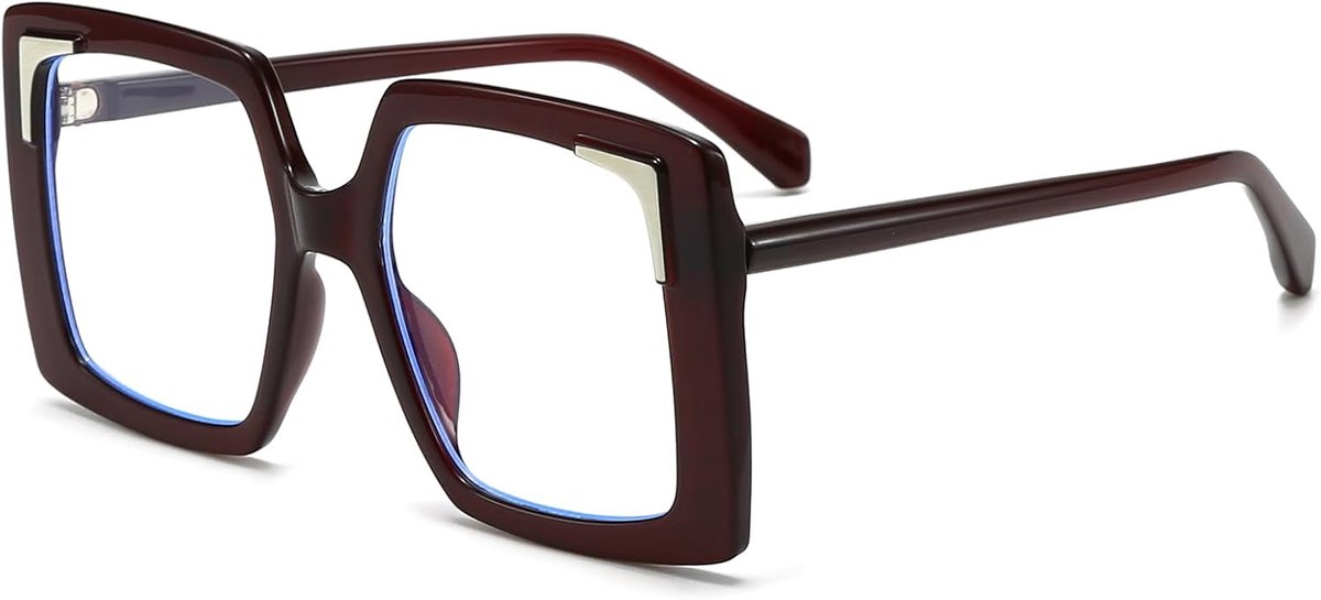 Oversized brillen groot - vierkant frame - retro stijl - vermindert blauwe lichtstraling - ShopVlot