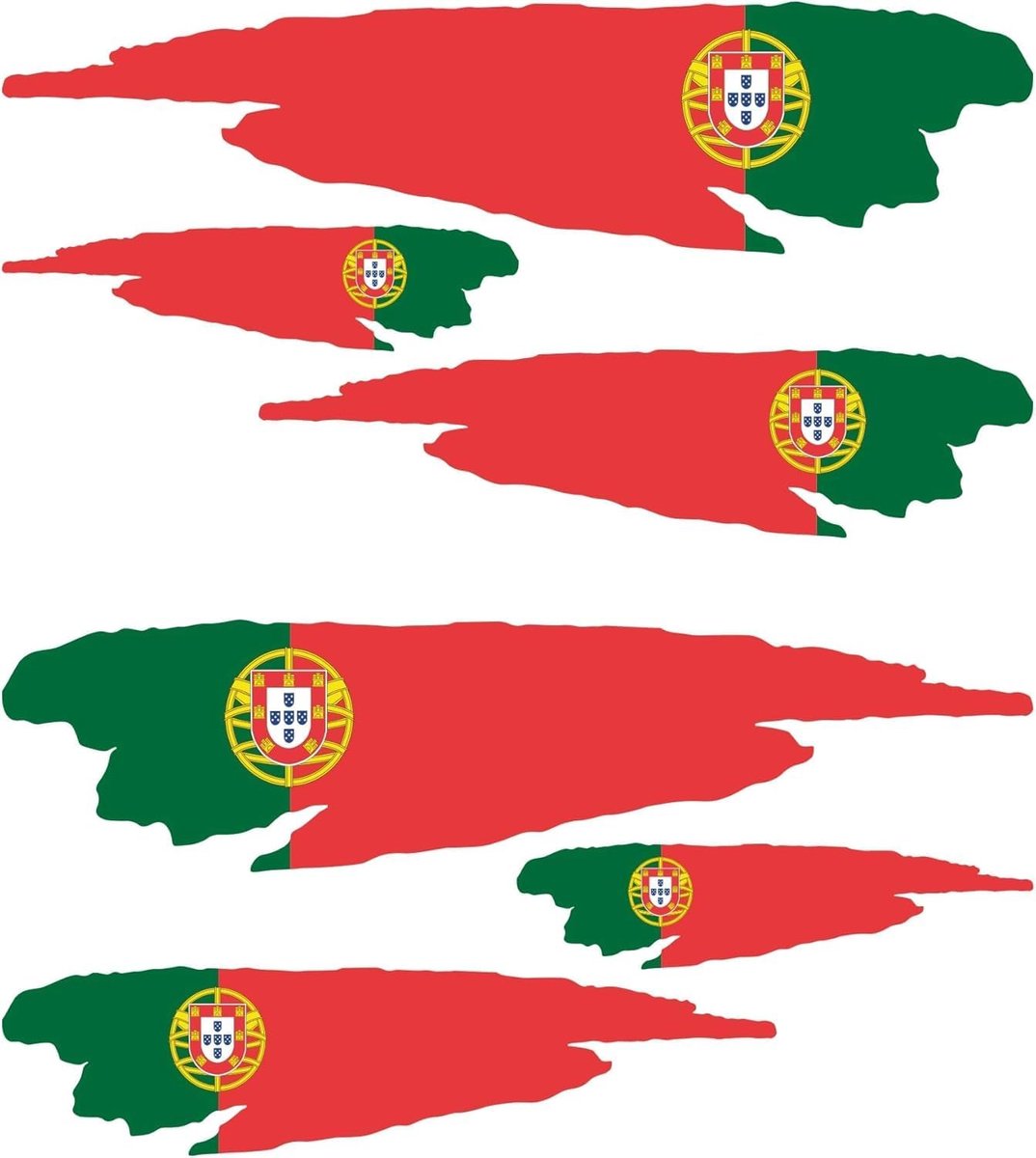 Autosticker Portugal vlag - 6 stuks - vinyl - weerbestendig - eenvoudig aanbrengen - ShopVlot