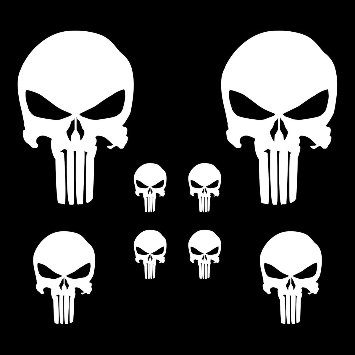 Autodomy stickers skulls - set van 8 - vinyl stickers - weerbestendig voor auto en motor - ShopVlot