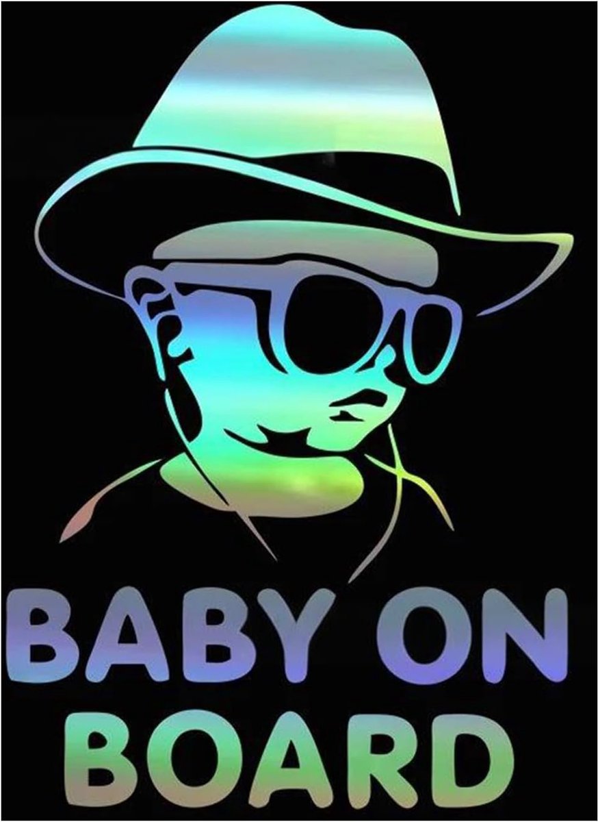 Baby on Board autosticker 12 x 17 cm - reflecterend - regenboogkleurverloop - verhoogt veiligheid in de auto - ShopVlot