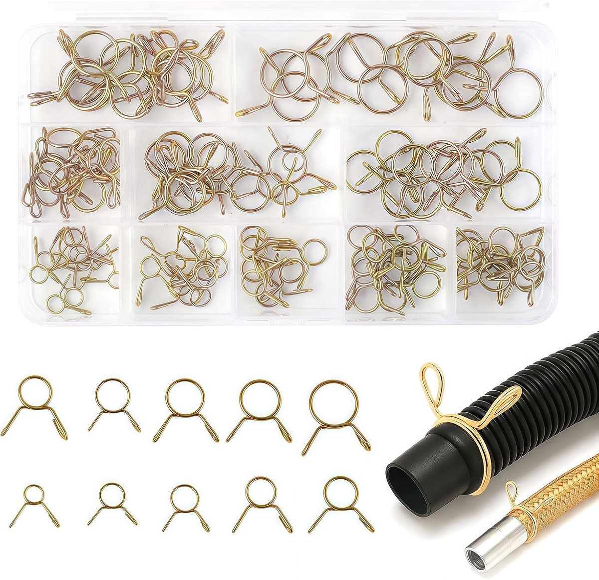 Hose clamps set 120 stuks - 10 maten gegalvaniseerd - corrosiebestendig - ideaal voor slangen - ShopVlot