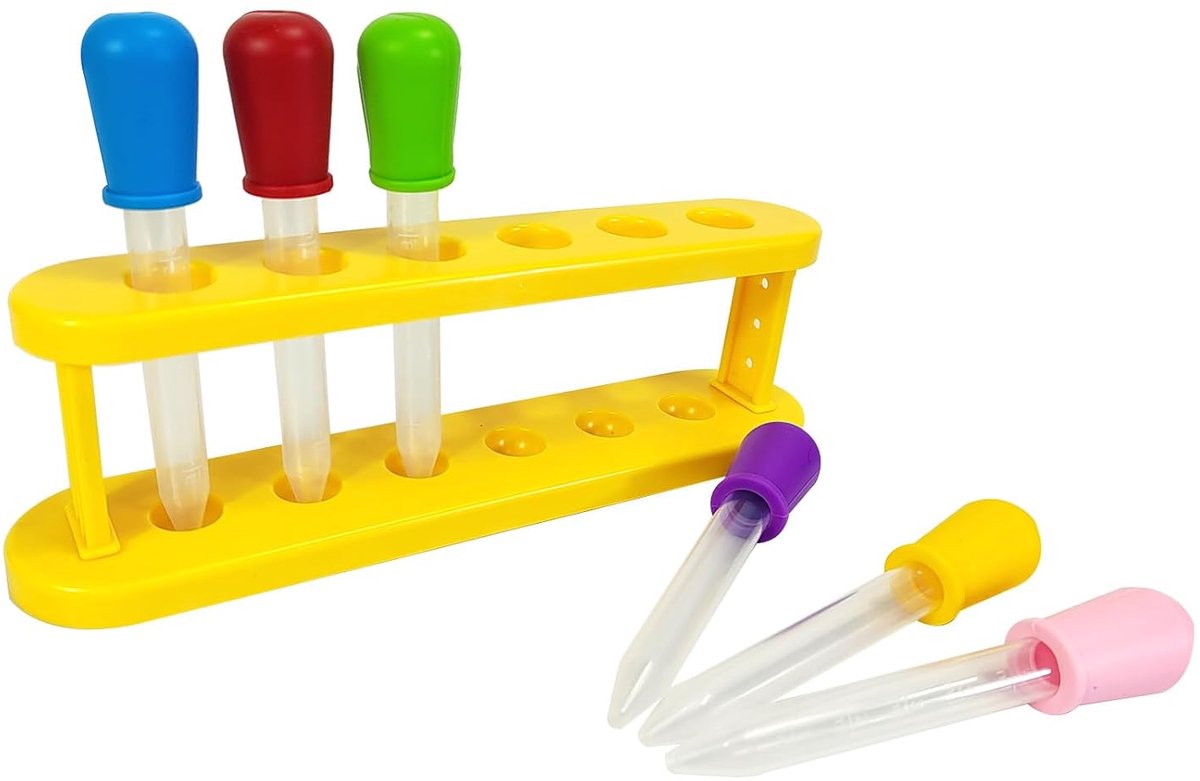 Pipette 5ml - 6 Stuks Kinderen - Plastic met Opbergframe - Nauwkeurige vloeistofdosering - ShopVlot