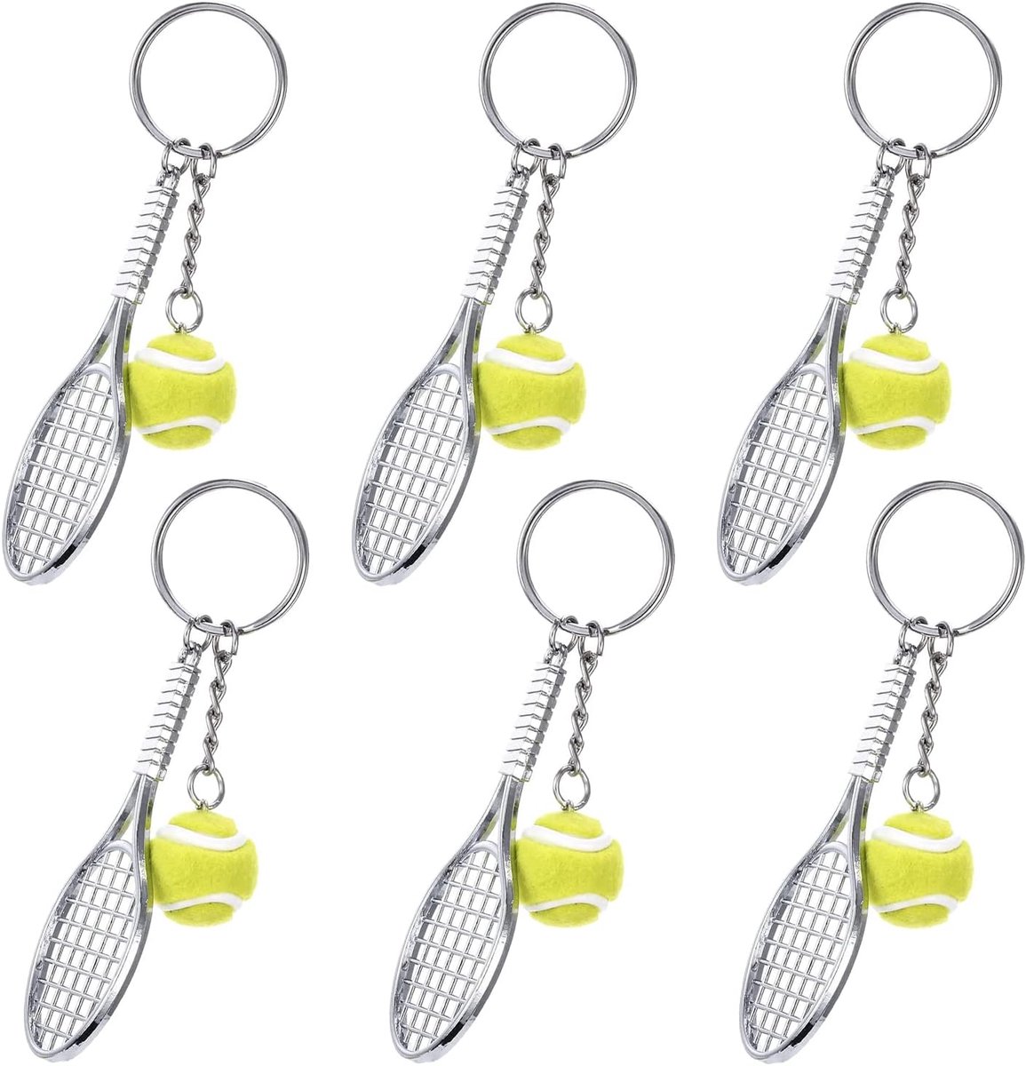 Tennis Racket Sleutelhanger - Creatieve Metaal Sleutelhanger - Tennisbal Ontwerp - Perfecte Sport Cadeau - ShopVlot