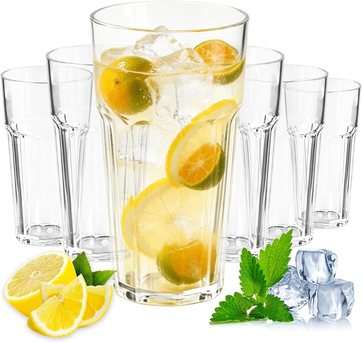 Cocktailglazen set van 6 - 420 ml - transparant polycarbonaat - robuust en veilig voor thuisgebruik - ShopVlot