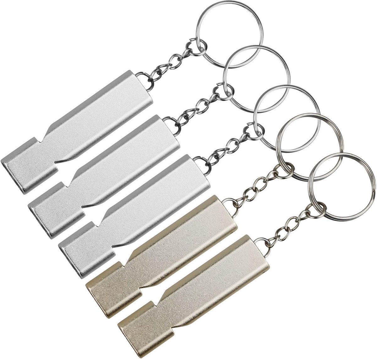 Noodfluitje pack van 5 - Aluminium legering - Twee-tube ontwerp - Ideaal voor outdoor activiteiten - ShopVlot