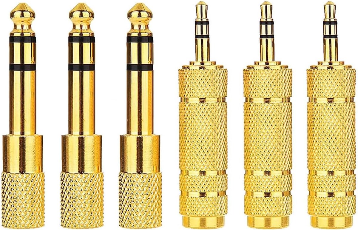 Audio adapter 3.5mm naar 6.35mm - 6-delige set - voor hoofdtelefoon en microfoon - ideaal voor versterkers - ShopVlot