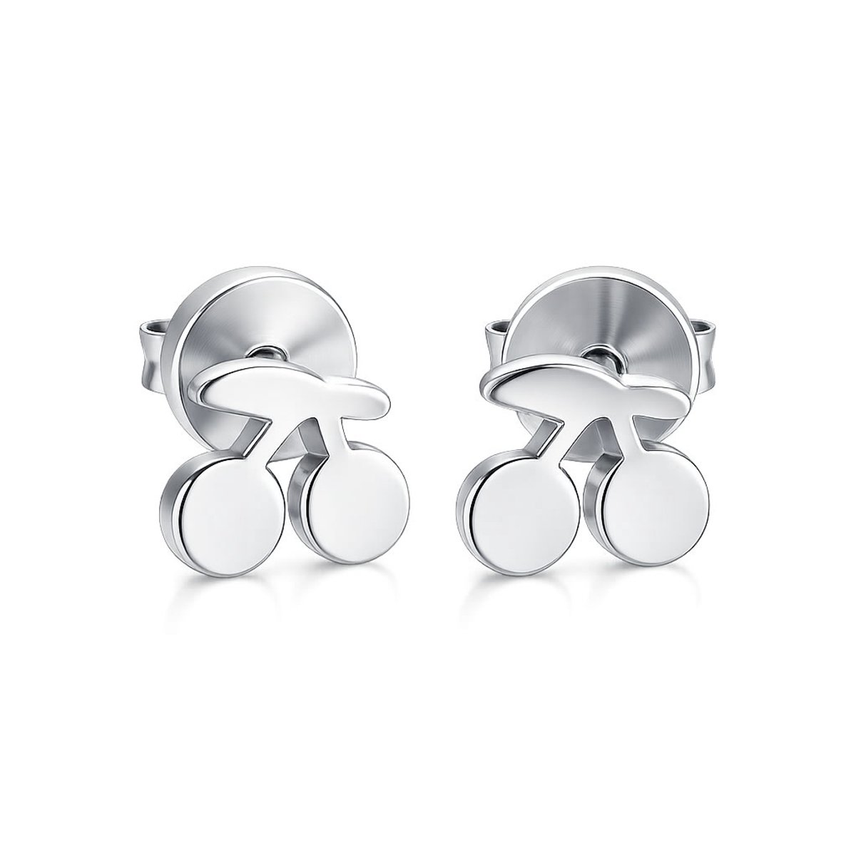 Meisjes Oorbellen - Kersjes – 316L Chirurgisch Staal – Oorstekers Kind – Nikkelvrij - Cadeau - Zilver kleurig