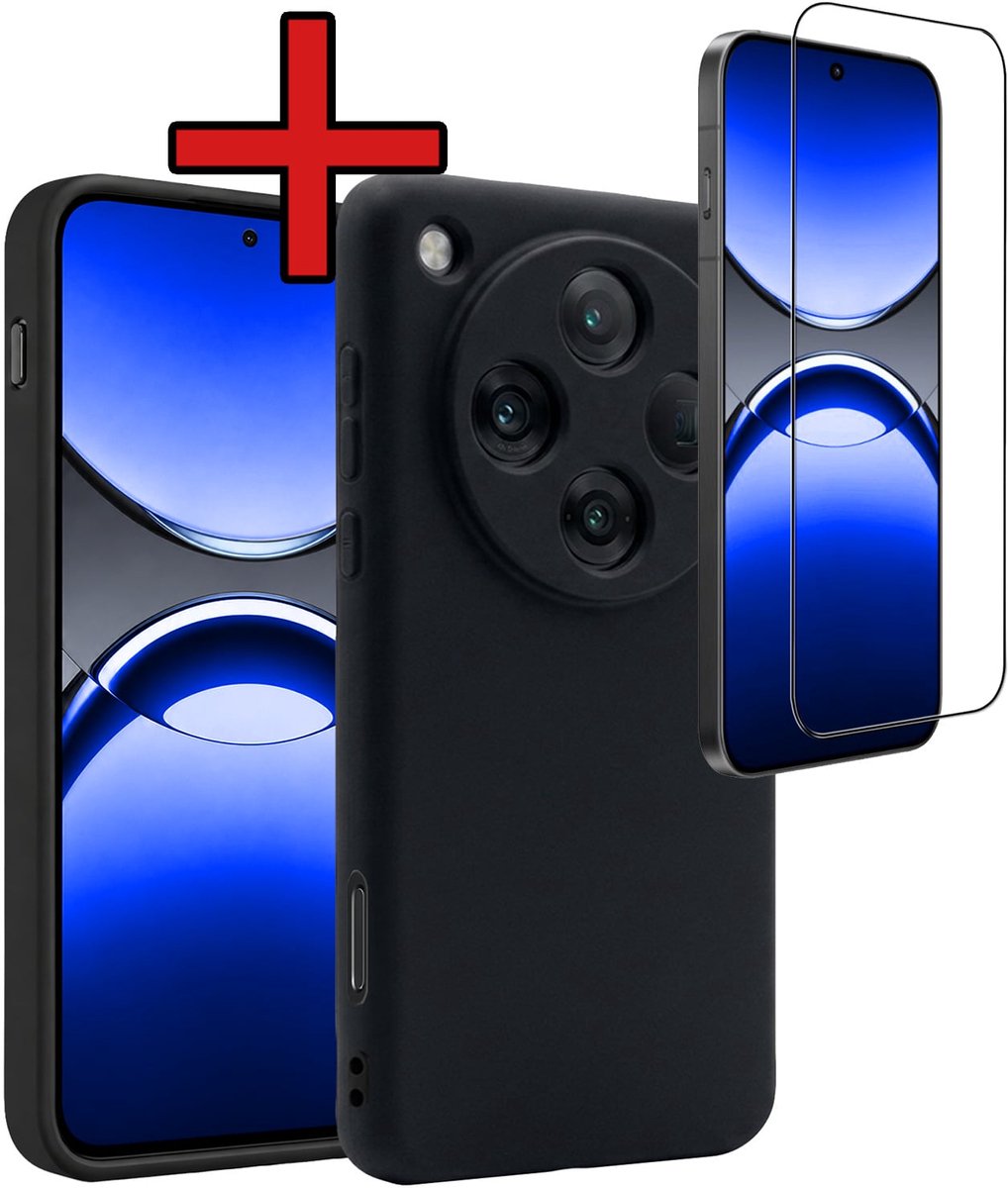 Hoesje - Met Screenprotector - Geschikt voor OPPO Find X8 Pro - Sterk & Shockproof - Telefoon Hoes - Back Cover - Siliconen Case - Telefoonhoes - Zwart
