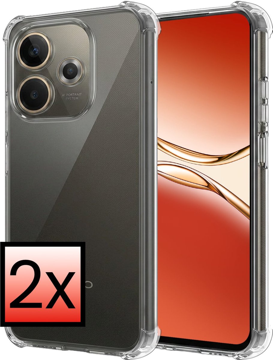 Hoesje - 2 Stuks - Geschikt voor OPPO A5 Pro - Sterk & Shockproof - Siliconen Case - Back Cover - Telefoon Hoes Shock Proof - Transparant