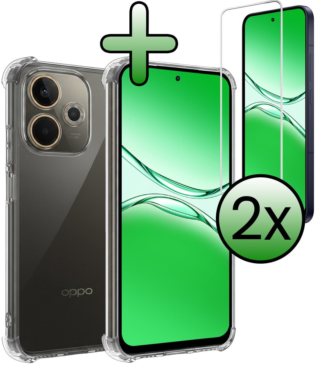 Hoesje Met Screenprotector - 2 Stuks - Geschikt voor OPPO A5 Pro - Sterk & Shockproof - Siliconen Case - Back Cover - Telefoon Hoes - Shock Proof - Transparant
