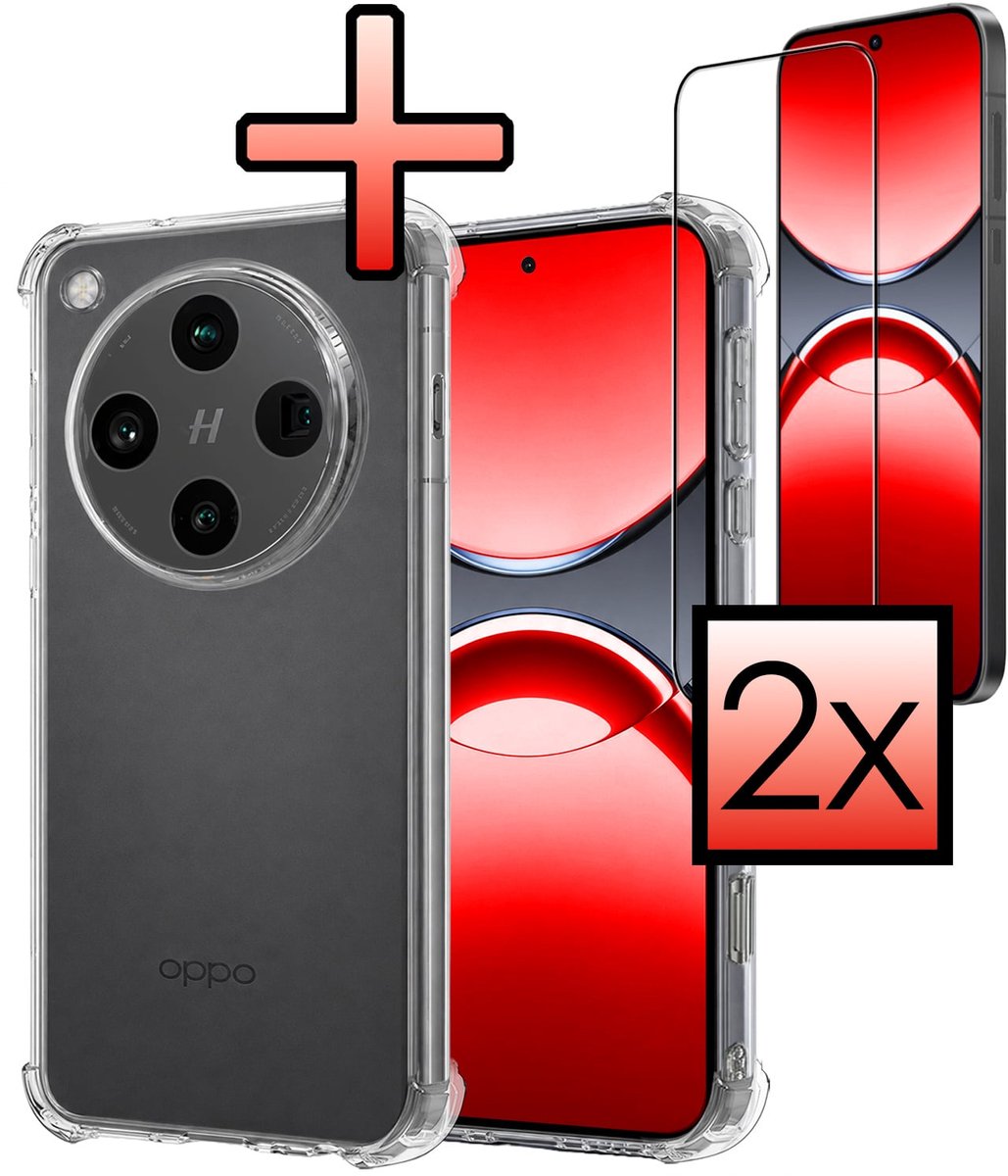 Hoesje - Met Screenprotector - 2 Stuks - Geschikt voor OPPO Find X8 Pro - Sterk & Shockproof - Siliconen Case - Back Cover - Telefoon Hoes - Shock Proof - Transparant