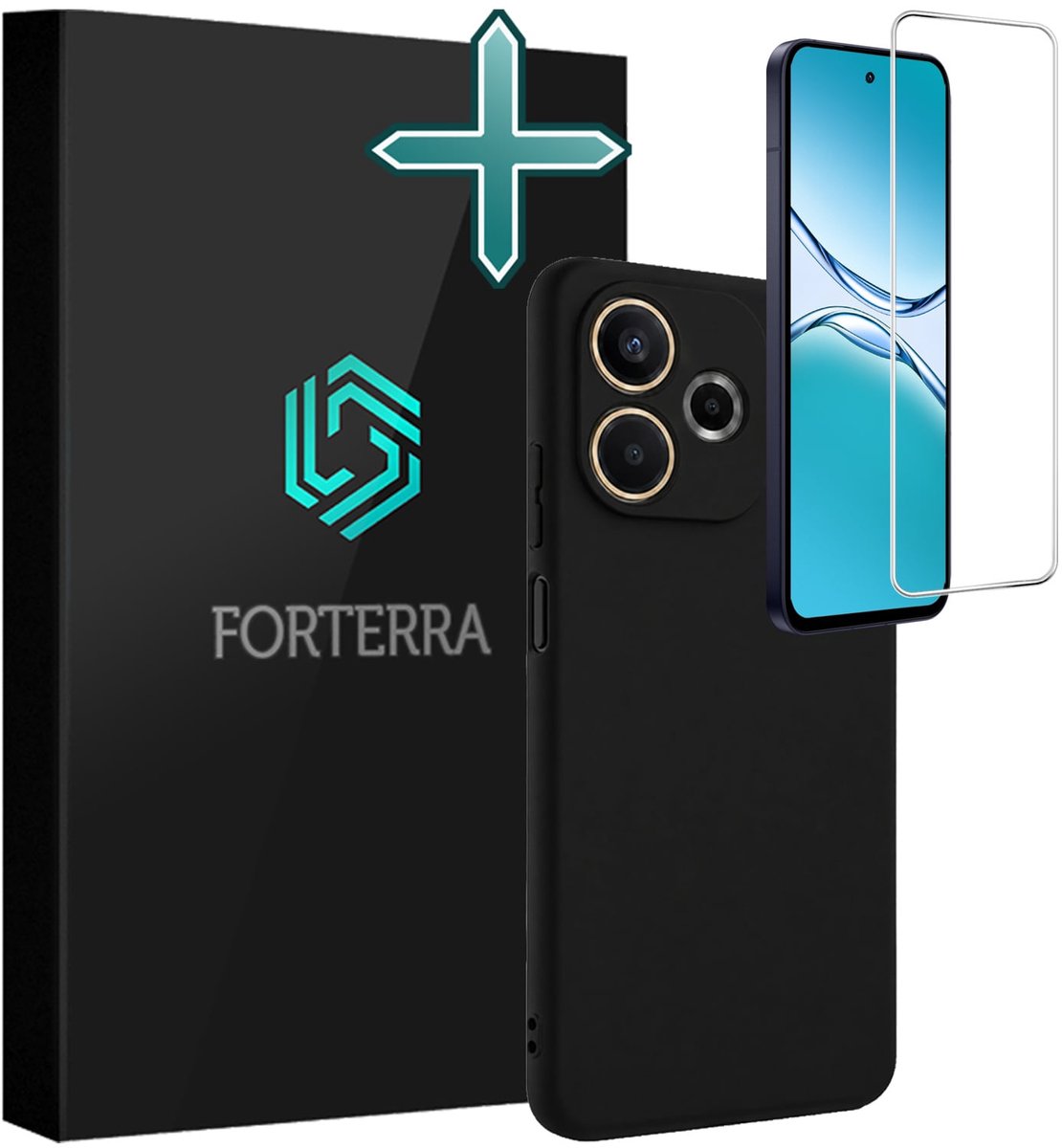 Hoesje Met Screenprotector - Geschikt voor OPPO A5 Pro - Sterk & Shockproof - Telefoon Hoes - Back Cover - Siliconen Case - Zwart