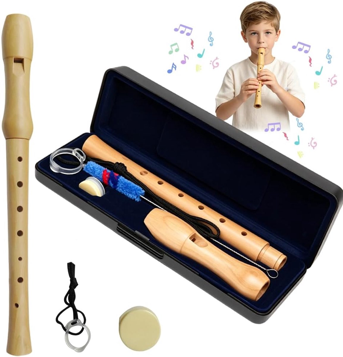 Houten blokfluit - Duitse stijl - 8-gats fluit - Geschikt voor kinderen en beginners - ShopVlot