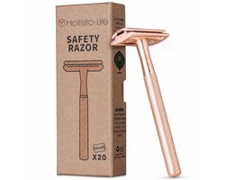 Hollistic Life Veiligheidsscheermes + 20 RVS Scheermesjes – Safety Razor Scheersysteem – Scheren voor Dames & Heren – Double Edge Blades