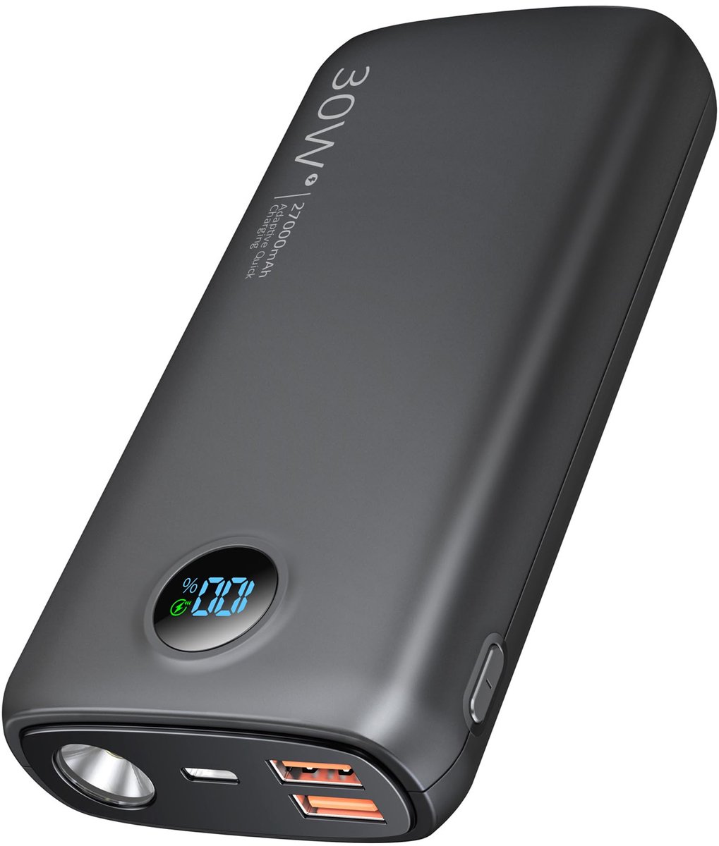 Power Bank 27000mAh - 30W PD3.0 QC4.0 - Snel Opladen - Met LED Display en Zaklamp - ShopVlot