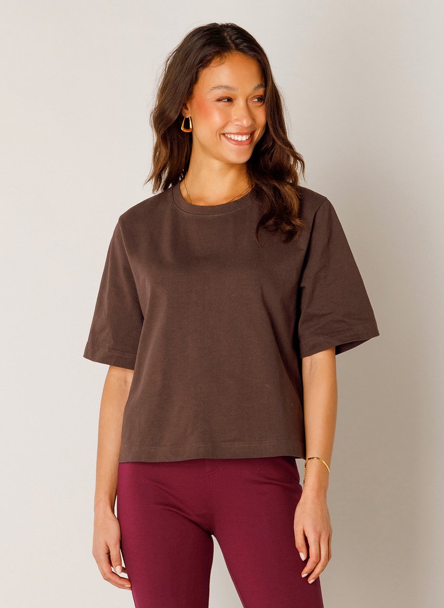 BASE LEVEL Noa Jersey Shirts - Brown - maat 42