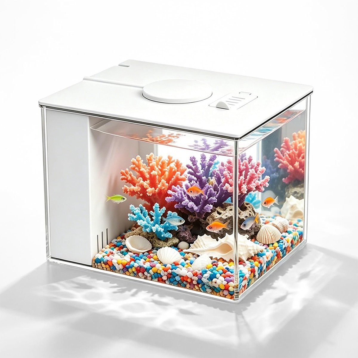Aquarium mini - compleet met filter en ledverlichting - zelfreinigend systeem - ideaal voor kantoor of slaapkamer - ShopVlot
