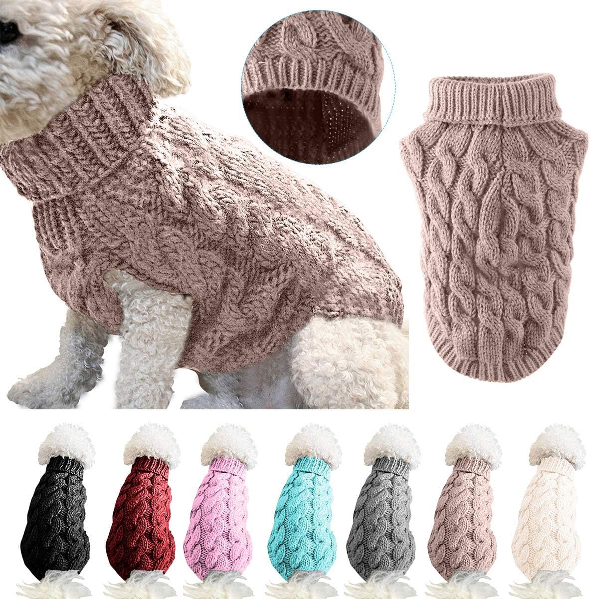 SnelShoppen - Dieren Turtleneck Breisels Sweater Jas Winter Warm Dikke Pullover Trui Gehaakt Kleding voor Kleine Medium Grote Hond Puppy Kat