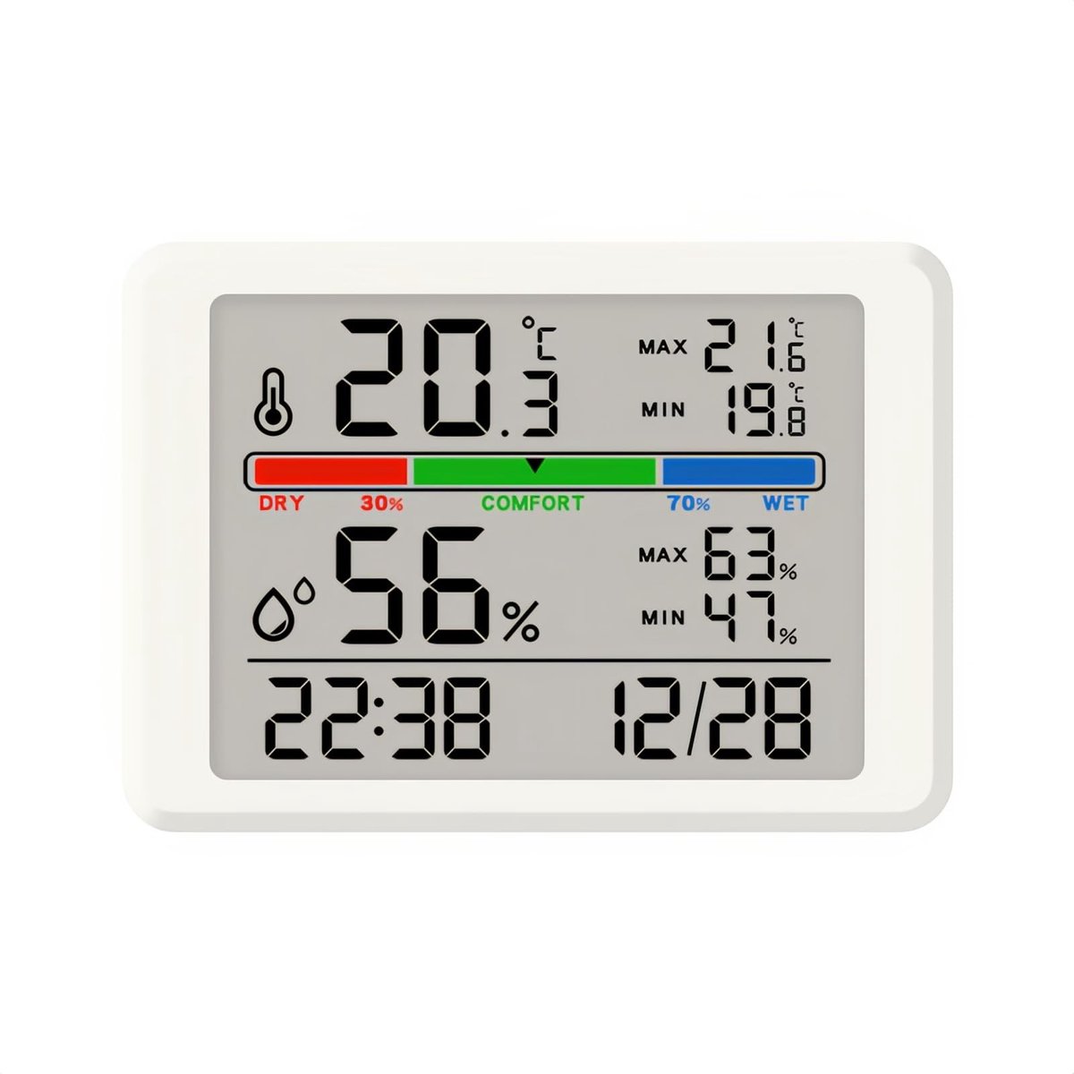 Solidchoice - Digitale Wekker met Thermometer en Hygrometer