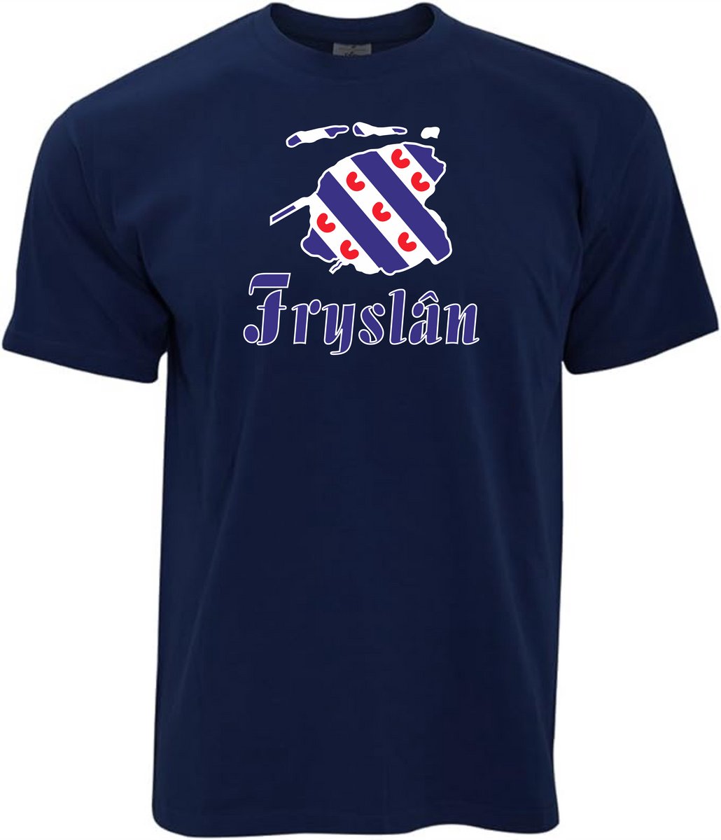 T-shirt navy met opdruk van provincie Fryslân (Friesland) maat XL van Shirtmakelaar