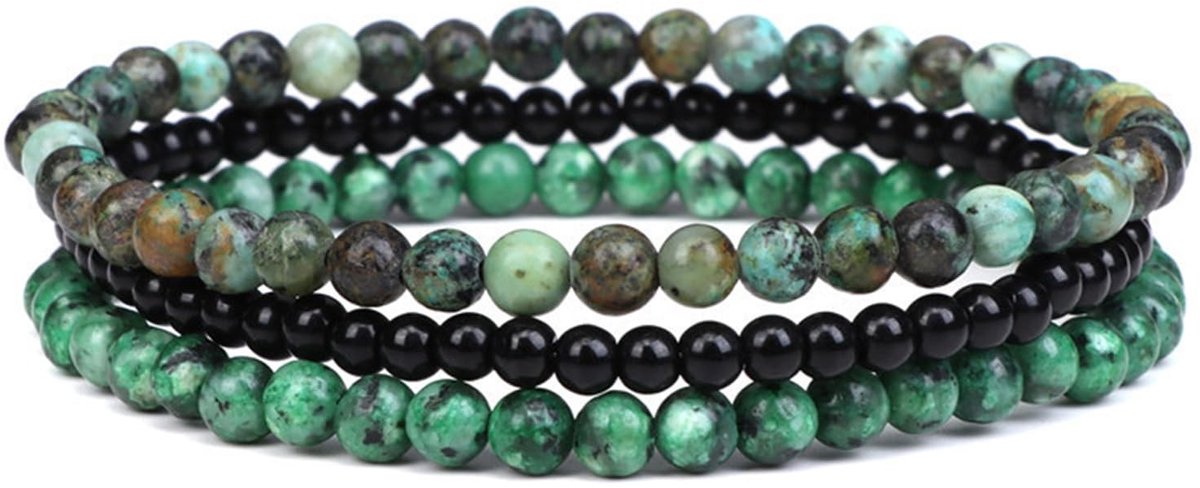Solidchoice - 3 Natuurlijke Edelstenen Armbanden voor Dames