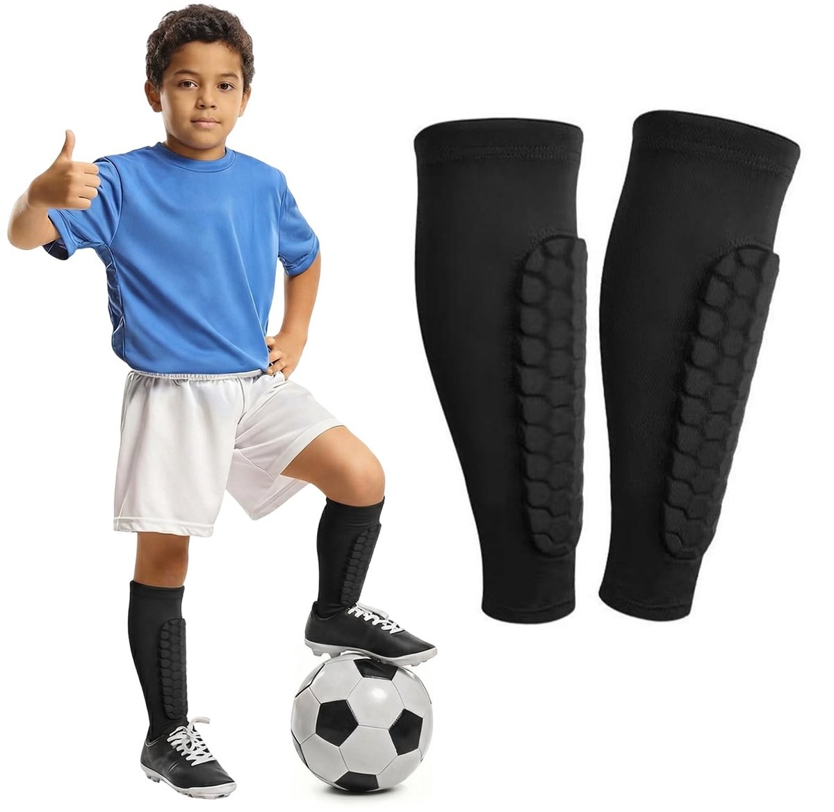 Solidchoice - 2 Stuks Ademend Voetbalscheenbeschermers voor Kinderen