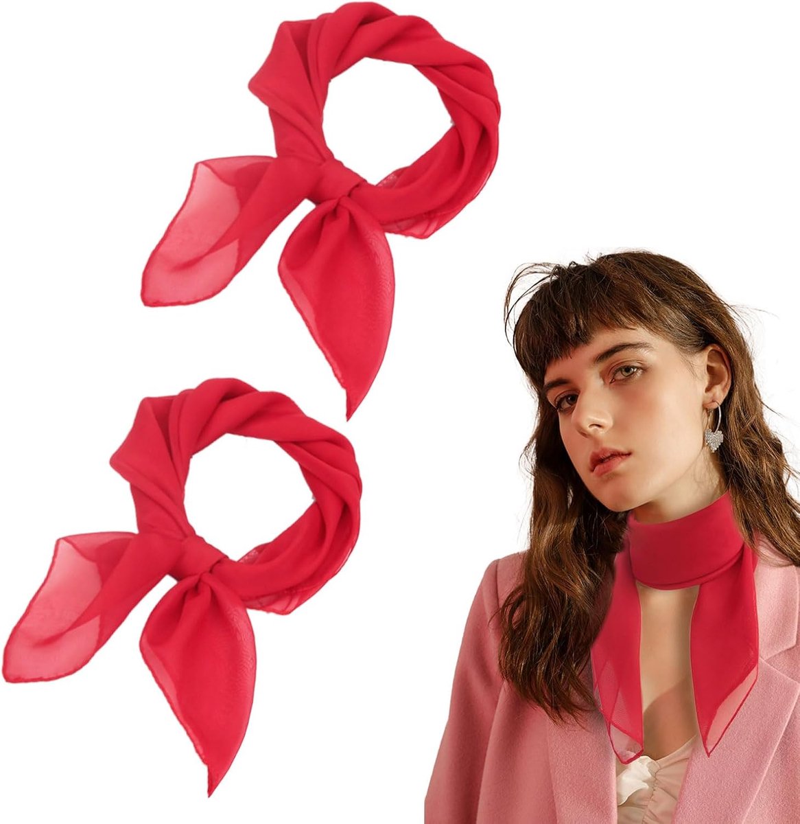 Chiffon Neckerchief 65 x 65 cm - Retro vierkant - Zacht en lichtgewicht - Perfect voor avondkleding - ShopVlot