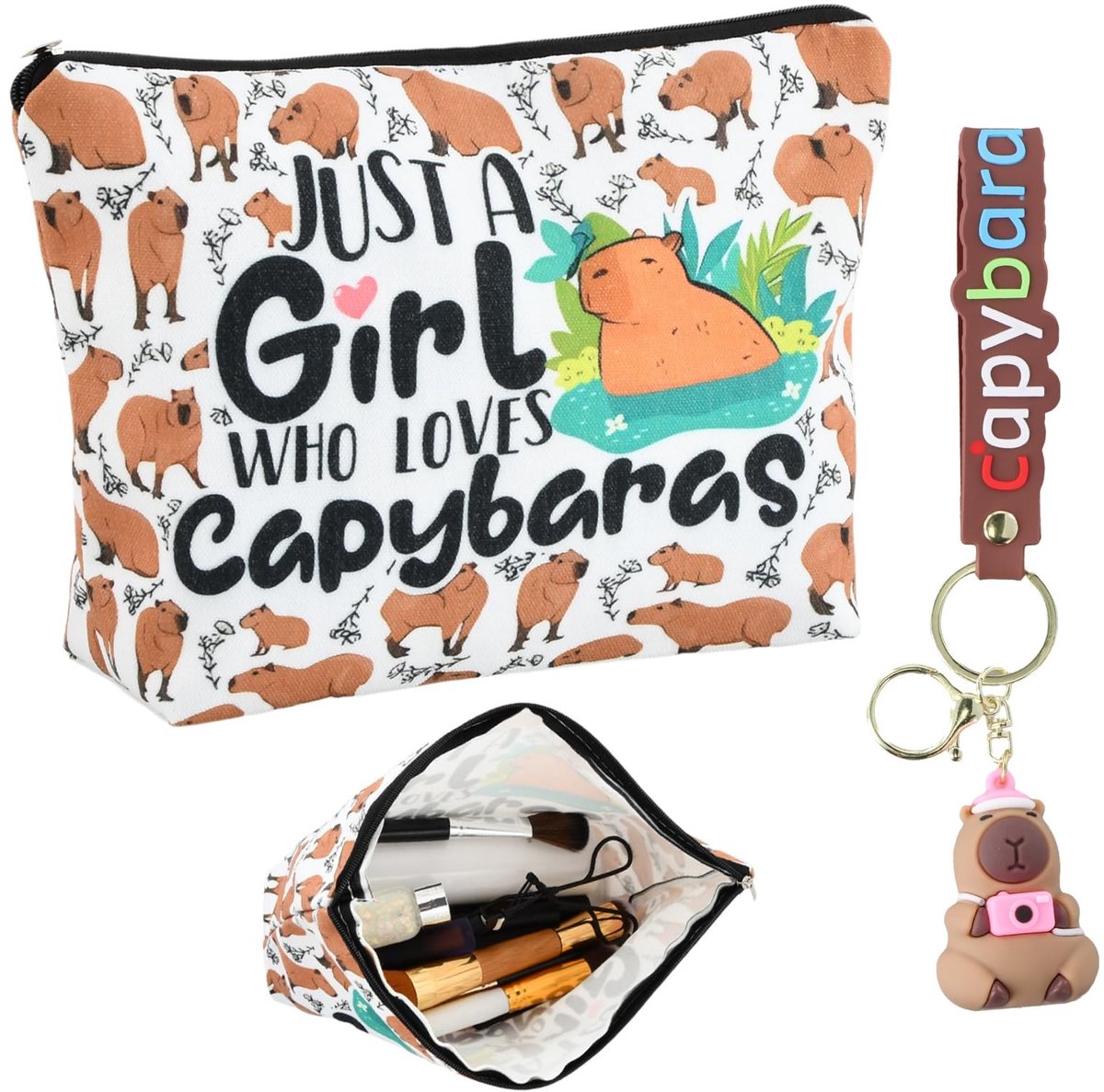Solidchoice - Capybara Make-uptas met Sleutelhanger en Ritssluiting