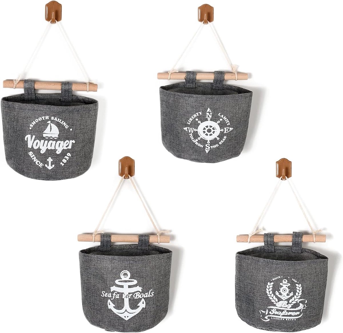 Hangende organizer 4 stuks - katoen en linnen - waterproof en ademend - ideaal voor slaapkamer en badkamer - ShopVlot