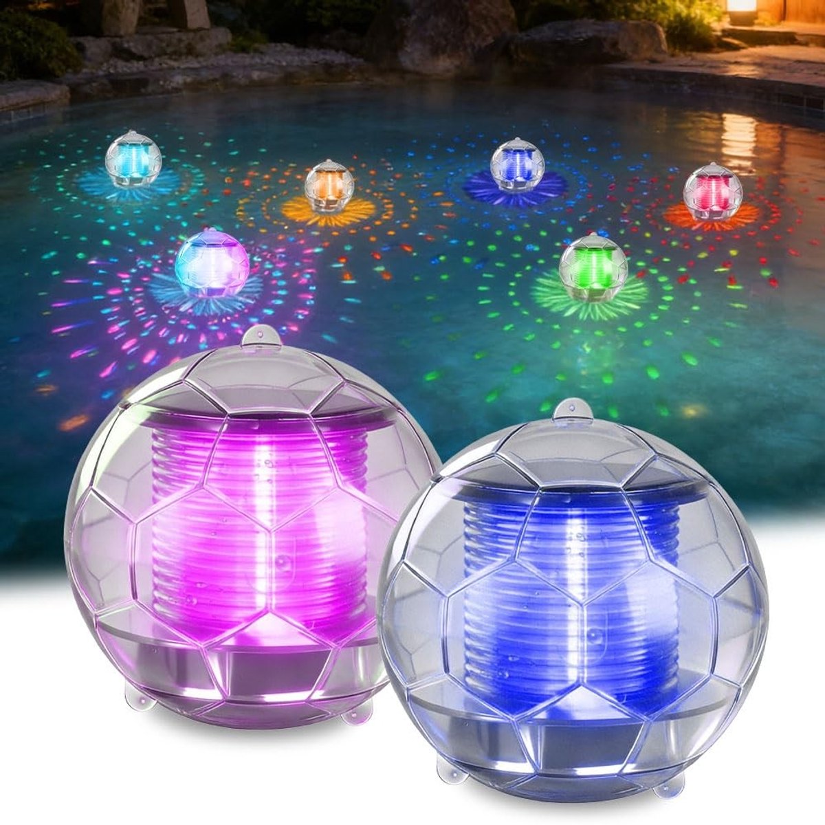 Solidchoice - Set van 2 Zonne-energie Floating Lampen voor Zwembad en Tuin