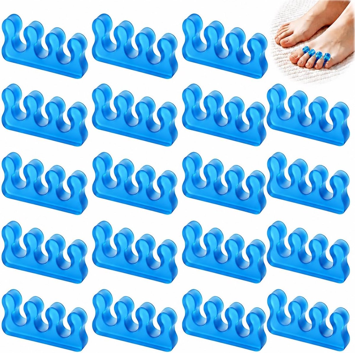 Siliconen teenspreiders 20 stuks - herbruikbaar - zacht en flexibel - voor pedicure en manicure - ShopVlot