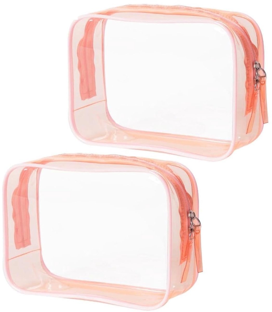 Solidchoice - 2 Stuks Transparante Draagbare PVC Make-uptassen voor Reizen
