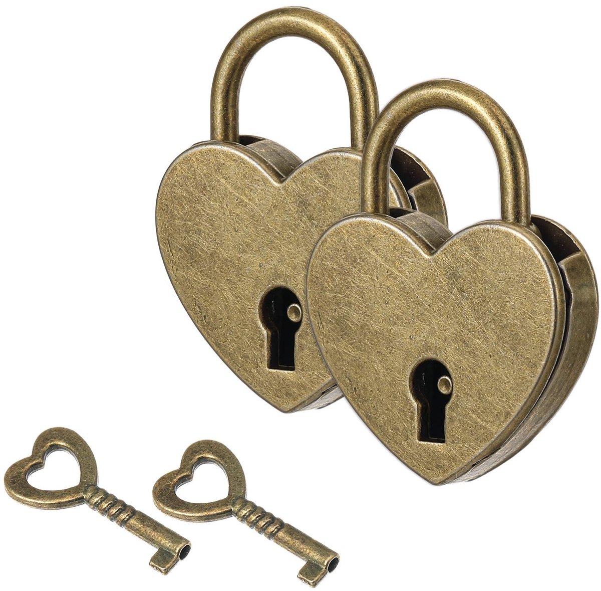 Solidchoice - 2 Stuks Mini Hartvormige Hangsloten met Sleutel