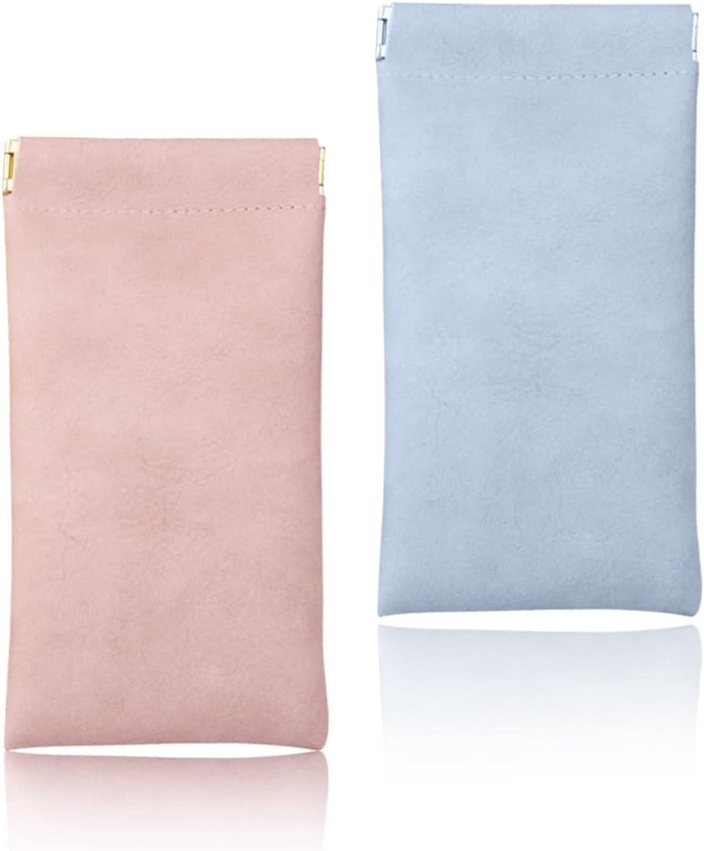 Brilcase set 18 cm x 9 cm - grijs en roze - 2 stuks - handige bescherming voor je brillen - ShopVlot