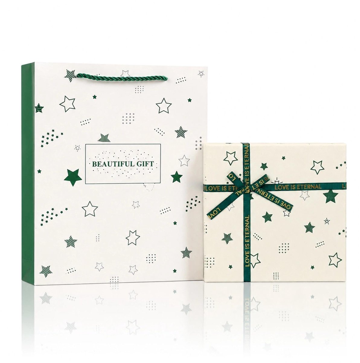 Solidchoice - Groene Ster Geschenkdoos met Deksel 20 x 18 x 8 cm