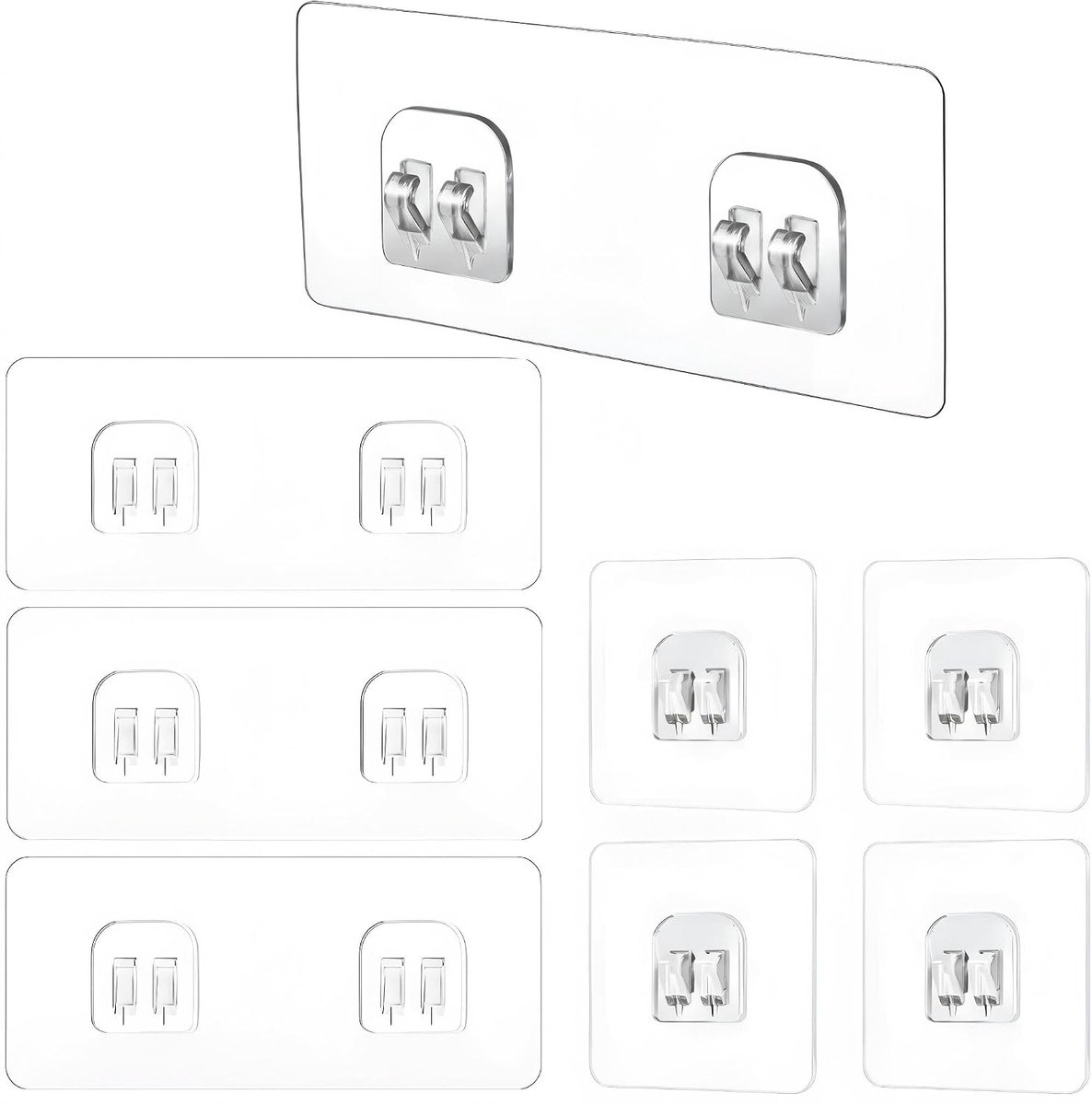 Wandaccessoire doucheplank - 8-Pack zelfklevende haak - waterdicht transparant ontwerp - installatie zonder boren - ShopVlot