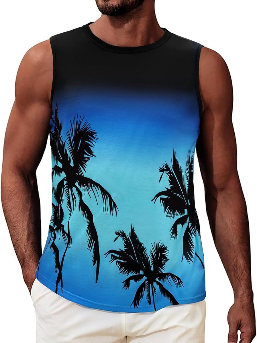 Tanktop heren - mouwloos - rond de hals - casual fitness en strand - ShopVlot