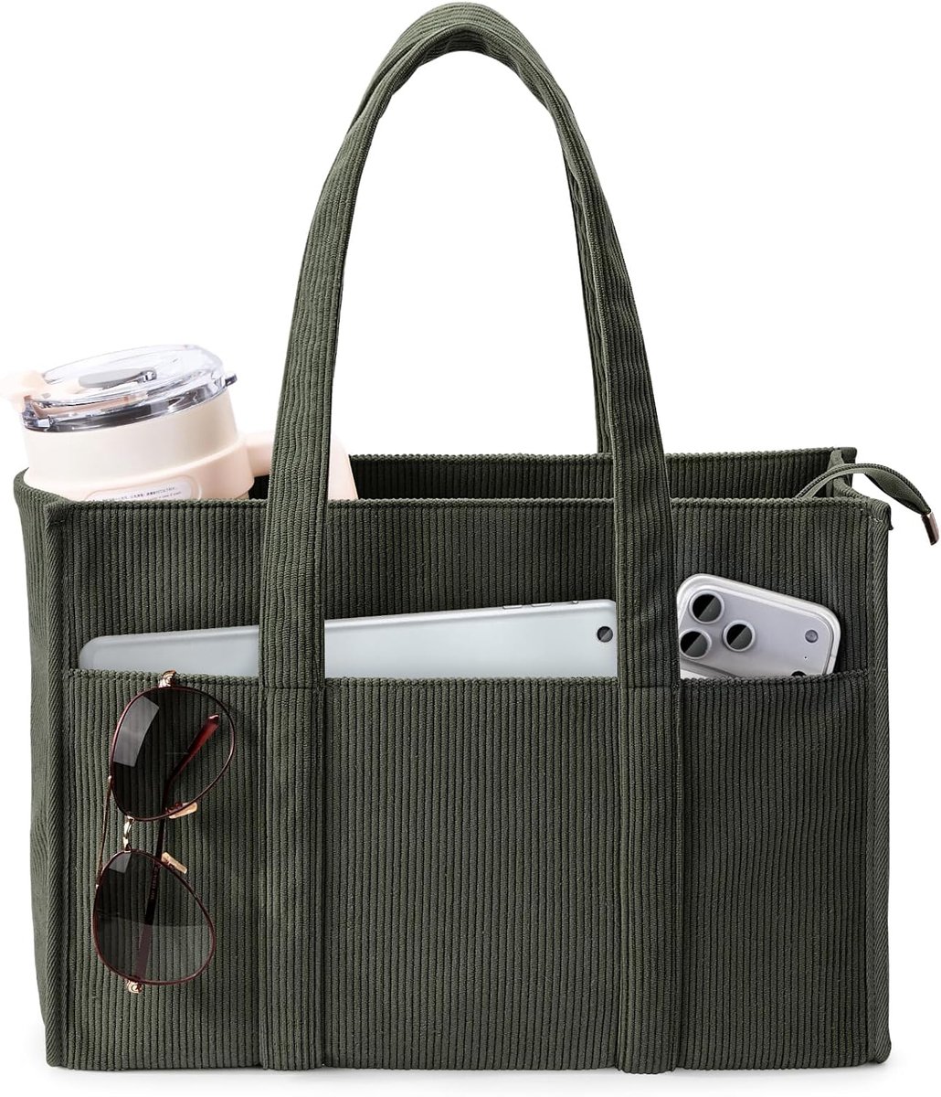 Shopper tas dames large - corduroy - met rits - ideaal voor dagelijks gebruik - ShopVlot