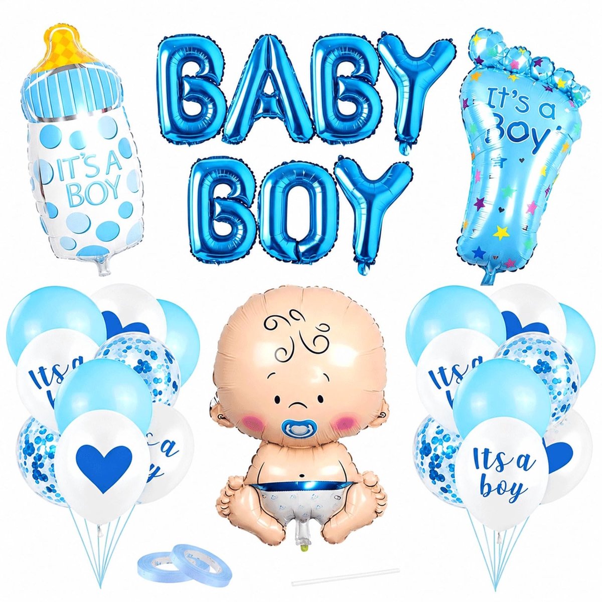 Solidchoice - Decoratieve Ballonnen voor Babyshower Jongens, Set van 29