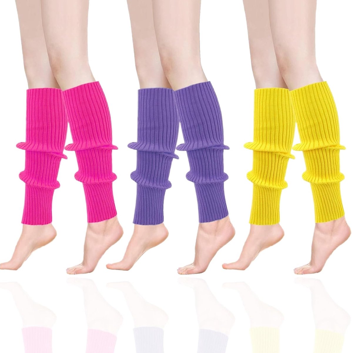 Legwarmers dames 3 paar - neon kleur - sexy retro - perfect voor dans en feest - ShopVlot