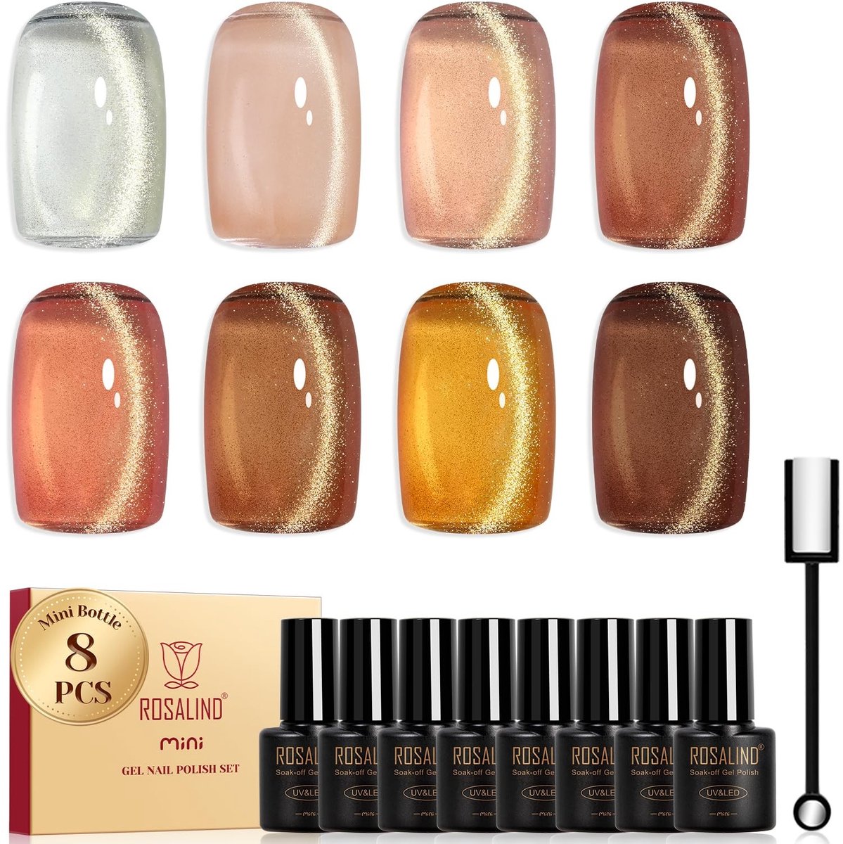 Solidchoice - 8 Kleurige Cateye Gel Nagellakset